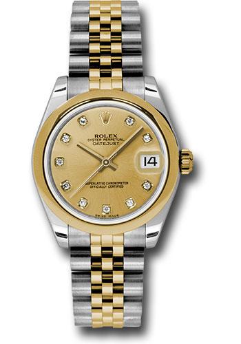 Rolex Datejust 178243 Steel and Yellow Gold 31 Domed Bezel - Champagne Diamond Dial - Jubilee Bracelet - chdj