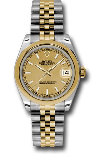 Rolex Datejust 178243 Steel and Yellow Gold 31 Domed Bezel - Champagne Index Dial - Jubilee Bracelet - chij