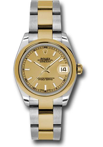 Rolex Datejust 178243 Steel and Yellow Gold 31 Domed Bezel - Champagne Index Dial - Oyster Bracelet - chio