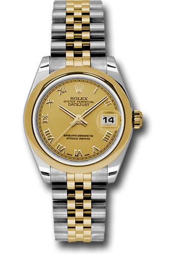 Rolex Datejust 178243 Steel and Yellow Gold 31 Domed Bezel - Champagne Roman Dial - Jubilee Bracelet - chrj