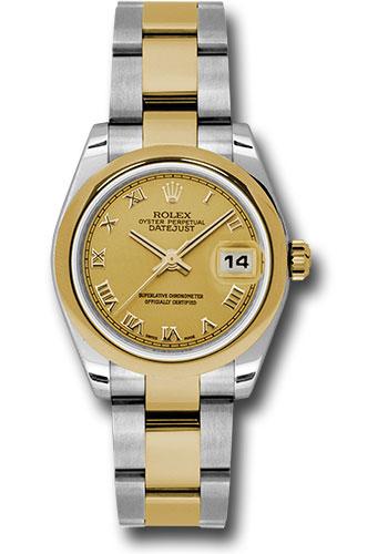 Rolex Datejust 178243 Steel and Yellow Gold 31 Domed Bezel - Champagne Roman Dial - Oyster Bracelet - chro