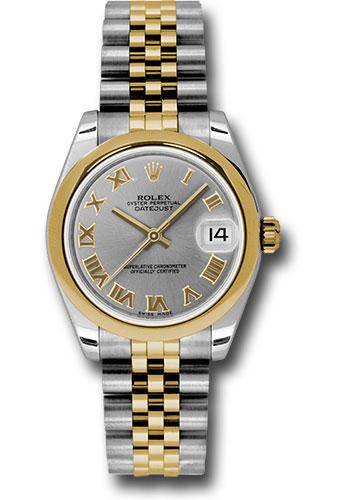 Rolex Datejust 178243 Steel and Yellow Gold 31 Domed Bezel - Slate Grey Roman Dial - Jubilee Bracelet - grj