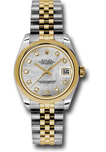 Rolex Datejust 178243 Steel and Yellow Gold 31 Domed Bezel - Mother-Of-Pearl Diamond Dial - Jubilee Bracelet - mdj