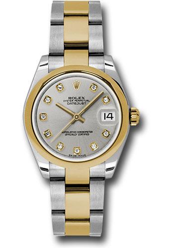 Rolex Datejust 178243 Steel and Yellow Gold 31 Domed Bezel - Silver Diamond Dial - Oyster Bracelet - sdo