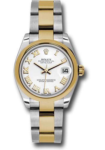 Rolex Datejust 178243 Steel and Yellow Gold 31 Domed Bezel - White Roman Dial - Oyster Bracelet - wro