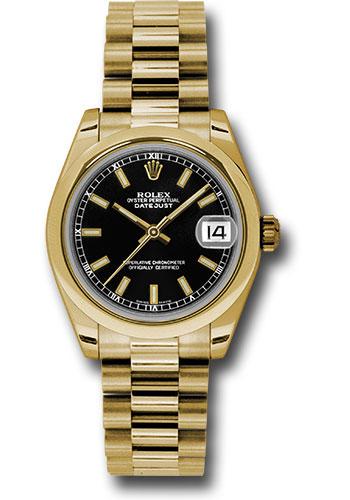 Rolex Datejust 178248 Yellow Gold 31 Domed Bezel - Black Concentric Circle Index Dial - President Bracelet - bkip Main image