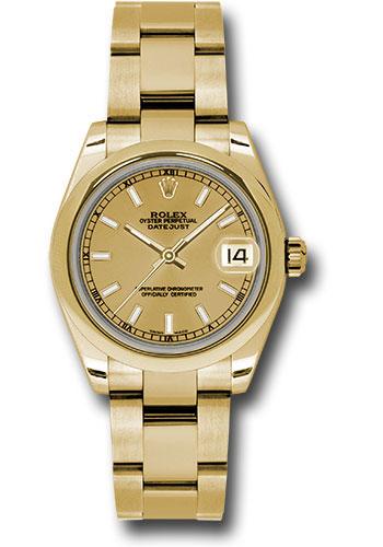 Rolex Datejust 178248 Yellow Gold 31 Domed Bezel - Champagne Index Dial - Oyster Bracelet - chio