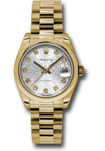 Rolex Datejust 178248 Yellow Gold 31 Domed Bezel - Silver Jubilee Diamond Dial - President Bracelet - sjdp