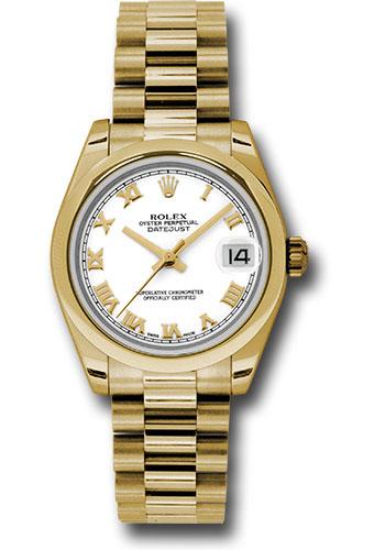 Rolex Datejust 178248 Yellow Gold 31 Domed Bezel - White Roman Dial - President Bracelet - wrp