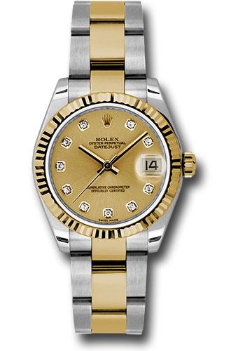 Rolex Datejust 178273 Steel and Yellow Gold 31 Fluted Bezel - Champagne Diamond Dial - Oyster Bracelet - chdo Main image