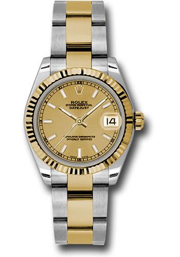 Rolex Datejust 178273 Steel and Yellow Gold 31 Fluted Bezel - Champagne Index Dial - Oyster Bracelet - chio Main image