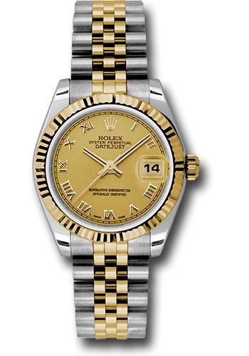 Rolex Datejust 178273 Steel and Yellow Gold 31 Fluted Bezel - Champagne Roman Dial - Jubilee Bracelet - chrj Main image