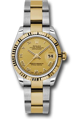 Rolex Datejust 178273 Steel and Yellow Gold 31 Fluted Bezel - Champagne Roman Dial - Oyster Bracelet - chro Main image