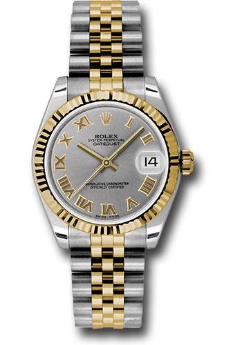 Rolex Datejust 178273 Steel and Yellow Gold 31 Fluted Bezel - Slate Grey Roman Dial - Jubilee Bracelet - grj