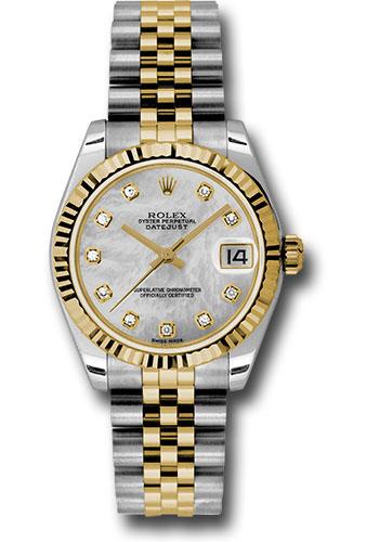 Rolex Datejust 178273 Steel and Yellow Gold 31 Fluted Bezel - Mother-Of-Pearl Diamond Dial - Jubilee Bracelet - mdj