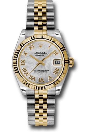 Rolex Datejust 178273 Steel and Yellow Gold 31 Fluted Bezel - Mother-Of-Pearl Roman Dial - Jubilee Bracelet - mrj