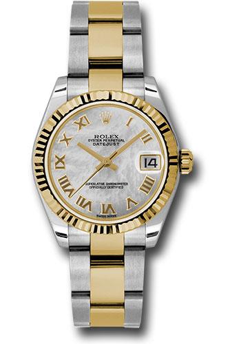 Rolex Datejust 178273 Steel and Yellow Gold 31 Fluted Bezel - Mother-Of-Pearl Roman Dial - Oyster Bracelet - mro
