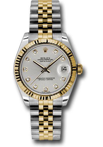 Rolex Datejust 178273 Steel and Yellow Gold 31 Fluted Bezel - Silver Diamond Roman Vi Diamond Dial - Jubilee Bracelet - sdj Main image