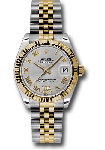 Rolex Datejust 178273 Steel and Yellow Gold 31 Fluted Bezel - Silver Diamond Roman Vi Roman Dial - Jubilee Bracelet - sdrj