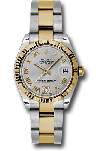 Rolex Datejust 178273 Steel and Yellow Gold 31 Fluted Bezel - Silver Diamond Roman Vi Roman Dial - Oyster Bracelet - sdro