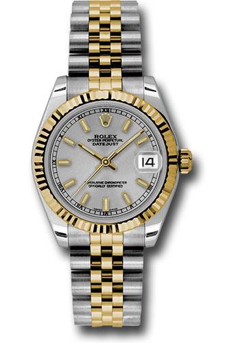 Rolex Datejust 178273 Steel and Yellow Gold 31 Fluted Bezel - Silver Index Dial - Jubilee Bracelet - sij