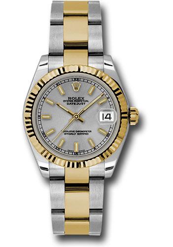 Rolex Datejust 178273 Steel and Yellow Gold 31 Fluted Bezel - Silver Index Dial - Oyster Bracelet - sio
