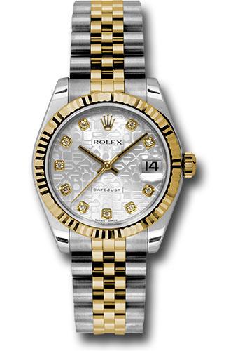 Rolex Datejust 178273 Steel and Yellow Gold 31 Fluted Bezel - Silver Jubilee Diamond Dial - Jubilee Bracelet - sjdj