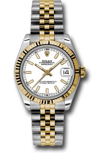 Rolex Datejust 178273 Steel and Yellow Gold 31 Fluted Bezel - White Index Dial - Jubilee Bracelet - wij