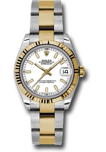 Rolex Datejust 178273 Steel and Yellow Gold 31 Fluted Bezel - White Index Dial - Oyster Bracelet - wio Main image
