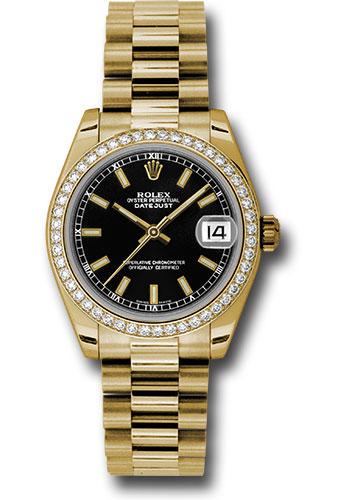 Rolex Datejust 178288 Yellow Gold 31 48 Diamond Bezel - Black Index Dial - President Bracelet - bkip Main image