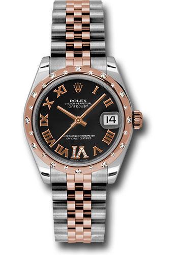 Rolex Datejust 178341 Steel and Everose Gold 31 24 Diamond Bezel - Black Diamond Roman Vi Roman Dial - Jubilee Bracelet - bkdrj