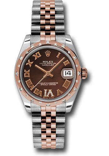 Rolex Datejust 178341 Steel and Everose Gold 31 24 Diamond Bezel - Chocolate Diamond Roman Vi Roman Dial - Jubilee Bracelet - chodrj