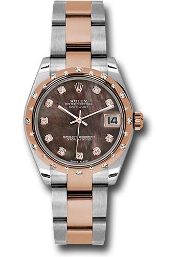 Rolex Datejust 178341 Steel and Everose Gold 31 24 Diamond Bezel - Dark Mother-Of-Pearl Diamond Dial - Oyster Bracelet - dkmdo