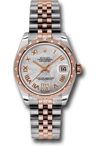 Rolex Datejust 178341 Steel and Everose Gold 31 24 Diamond Bezel - Mother-Of-Pearl Diamond Roman Vi Roman Dial - Jubilee Bracelet - mdrj