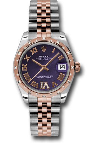 Rolex Datejust 178341 Steel and Everose Gold 31 24 Diamond Bezel - Purple Diamond Roman Vi Roman Dial - Jubilee Bracelet - pdrj