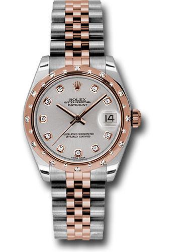 Rolex Datejust 178341 Steel and Everose Gold 31 24 Diamond Bezel - Silver Diamond Dial - Jubilee Bracelet - sdj