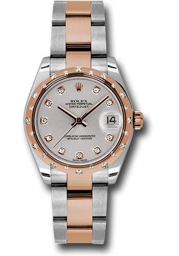 Rolex Datejust 178341 Steel and Everose Gold 31 24 Diamond Bezel - Silver Diamond Dial - Oyster Bracelet - sdo