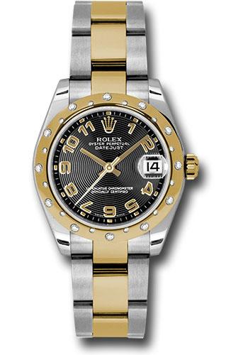 Rolex Datejust 178343 Steel and Yellow Gold 31 24 Diamond Bezel - Black Concentric Circle Arabic Dial - Oyster Bracelet - bkcao Main image