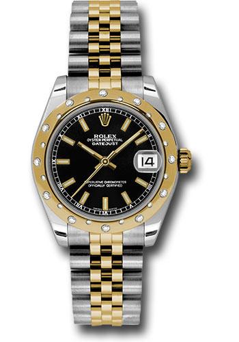Rolex Datejust 178343 Steel and Yellow Gold 31 24 Diamond Bezel - Black Index Dial - Jubilee Bracelet - bkij