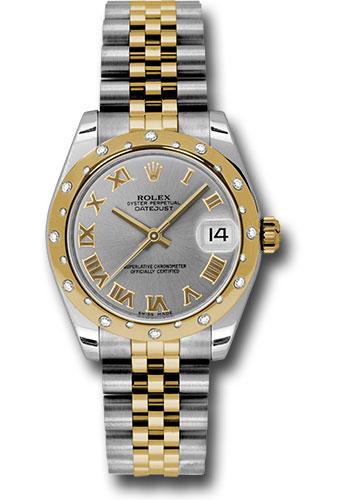Rolex Datejust 178343 Steel and Yellow Gold 31 24 Diamond Bezel - Grey Roman Dial - Jubilee Bracelet - grj