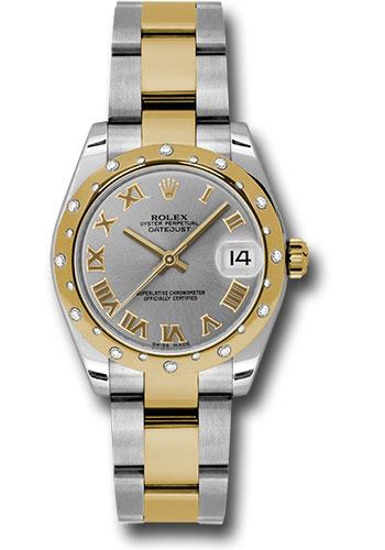 Rolex Datejust 178343 Steel and Yellow Gold 31 24 Diamond Bezel - Grey Roman Dial - Oyster Bracelet - gro