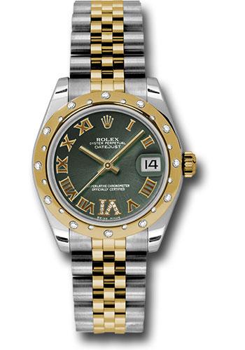 Rolex Datejust 178343 Steel and Yellow Gold 31 24 Diamond Bezel - Olive Green Diamond Roman Vi Roman Dial - Jubilee Bracelet - ogdrj Main image