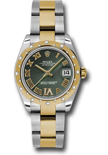 Rolex Datejust 178343 Steel and Yellow Gold 31 24 Diamond Bezel - Olive Green Diamond Roman Vi Roman Dial - Oyster Bracelet - ogdro Main image