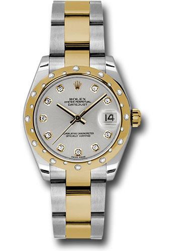 Rolex Datejust 178343 Steel and Yellow Gold 31 24 Diamond Bezel - Silver Diamond Dial - Oyster Bracelet - sdo