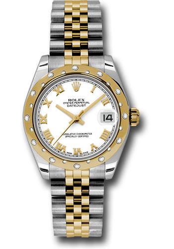 Rolex Datejust 178343 Steel and Yellow Gold 31 24 Diamond Bezel - White Roman Dial - Jubilee Bracelet - wrj