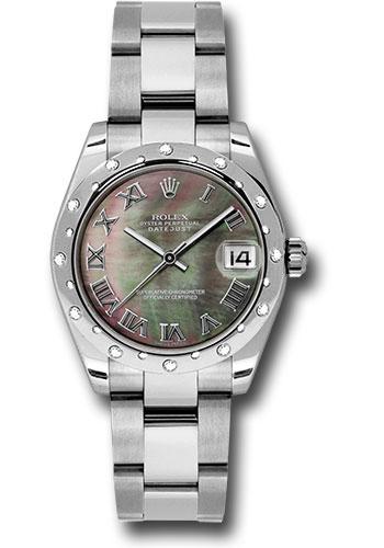 Rolex Datejust 178344 Steel and White Gold 31 24 Diamond Bezel - Dark Mother-Of-Pearl Roman Dial - Oyster Bracelet - dkmro
