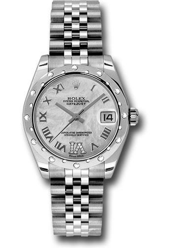 Rolex Datejust 178344 Steel and White Gold 31 24 Diamond Bezel - Mother-Of-Pearl Diamond Roman Vi Roman Dial - Jubilee Bracelet - mdrj
