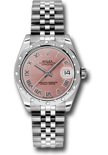 Rolex Datejust 178344 Steel and White Gold 31 24 Diamond Bezel - Pink Roman Dial - Jubilee Bracelet - prj