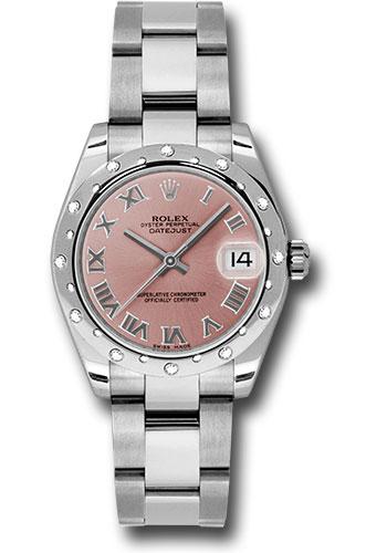 Rolex Datejust 178344 Steel and White Gold 31 24 Diamond Bezel - Pink Roman Dial - Oyster Bracelet - pro