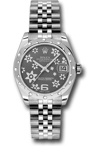 Rolex Datejust 178344 Steel and White Gold 31 24 Diamond Bezel - Dark Rhodium Floral Motif Dial - Jubilee Bracelet - rfj Main image